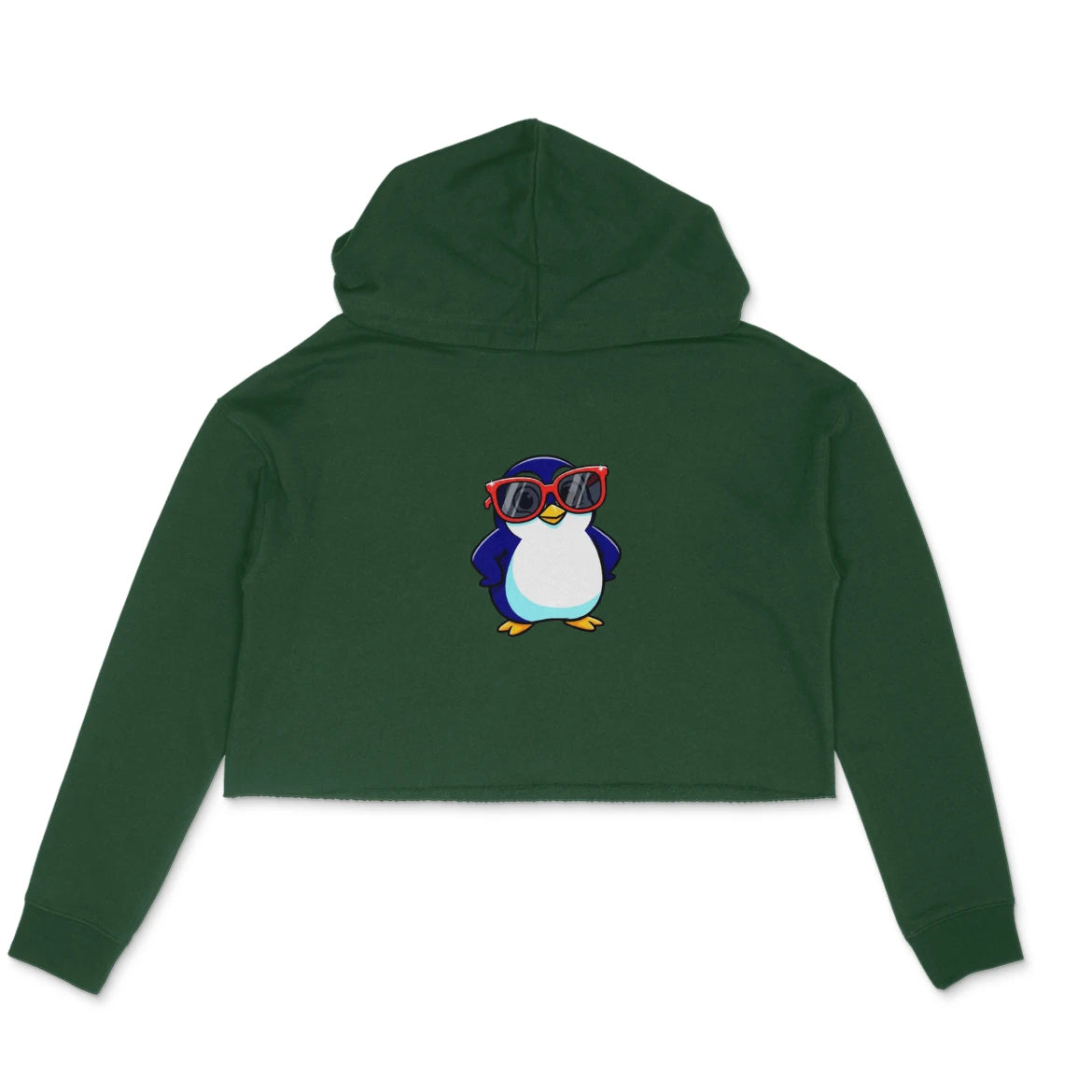 Penduin Crop Hoodies - Olive Green