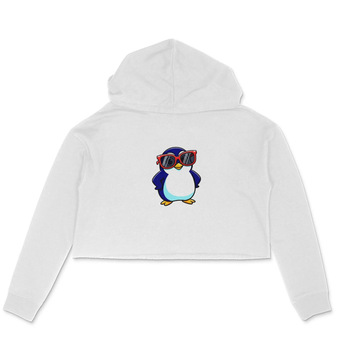 Penduin Crop Hoodies - White