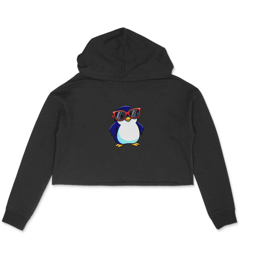 Penduin Crop Hoodies - Black